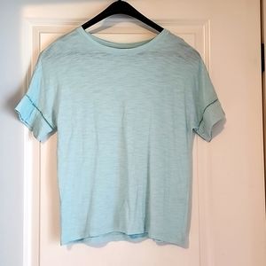 Banana Republic Malibu Tee Mint Green Crochet Detail at Sleeve (XS)